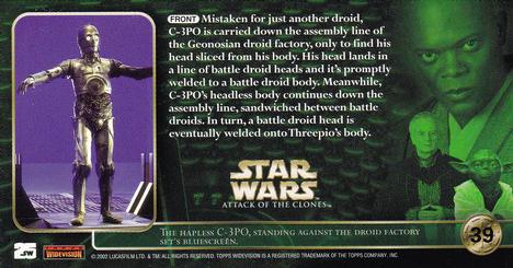 2002 Topps Star Wars: Attack of the Clones Widevision #39 A Disassembled Droid Back