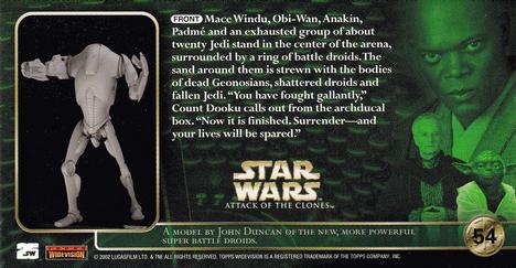 2002 Topps Star Wars: Attack of the Clones Widevision #54 Against Overwhelming Numbers Back