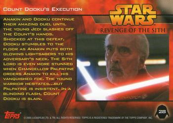 2005 Topps Star Wars Revenge of the Sith #28 Count Dooku's Execution Back