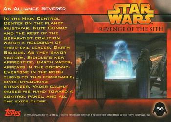 2005 Topps Star Wars Revenge of the Sith #56 An Alliance Severed Back