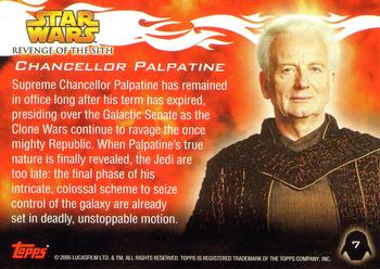 2005 Topps Star Wars Revenge of the Sith #7 Chancellor Palpatine Back