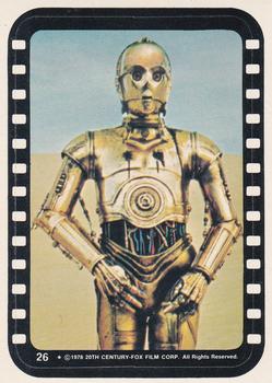 1977 Topps Star Wars - Stickers #26 The fantastic droid Threepio! Front
