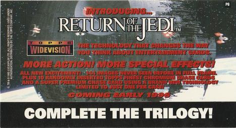 1996 Topps Widevision Star Wars: Return of the Jedi - Promos #P6 Luke, Han & Chewbacca Back