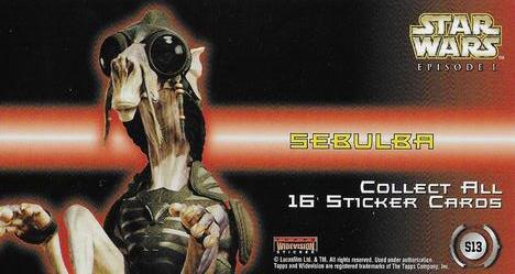 1999 Topps Widevision Star Wars: Episode I - Stickers #S13 Sebulba Back