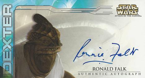 2002 Topps Star Wars: Attack of the Clones Widevision - Autographs #NNO Ronald Falk as Dexter Jettster Front
