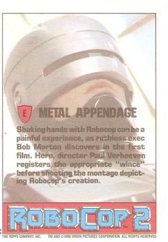 1990 Topps RoboCop 2 - Behind-the-Scenes Bonus #E Metal Appendage Back