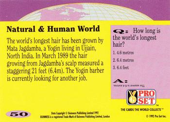 1992 Pro Set Guinness Book of Records #50 Flowing locks! Back