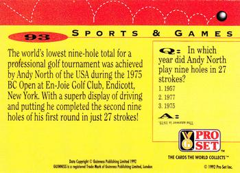 1992 Pro Set Guinness Book of Records #93 Nine-hole wonder! Back