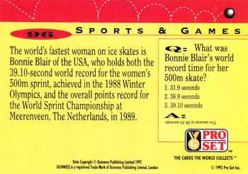 1992 Pro Set Guinness Book of Records #96 Getting her skates on! Back