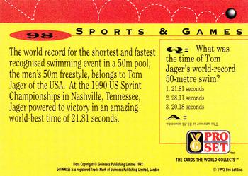 1992 Pro Set Guinness Book of Records #98 A flashy splasher! Back