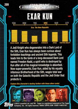 2012 Topps Star Wars: Galactic Files #209 Exar Kun Back