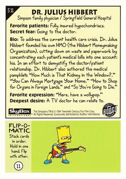 1994 SkyBox The Simpsons Series II #S11 Dr. Julius Hibbert Back