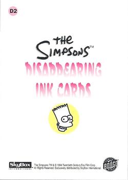 1994 SkyBox The Simpsons Series II - Disappearing Ink Cards #D2 Itchy / Scratchy Back