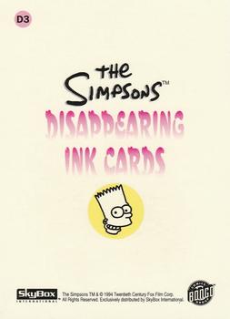 1994 SkyBox The Simpsons Series II - Disappearing Ink Cards #D3 Bartman Back