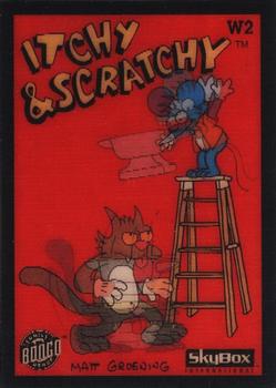 1993 SkyBox The Simpsons - Wiggle Cards #W2 Itchy & Scratchy Front