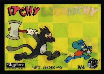 1993 SkyBox The Simpsons - Wiggle Cards #W4 Itchy & Scratchy Front