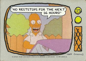 1990 Topps The Simpsons #25 No reststops for the next 16 hours! Front