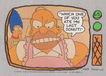 1990 Topps The Simpsons #65 Which one of you ate my last donut! Front