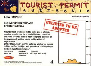 1996 Tempo The Simpsons Down Under #4 Lisa Simpson Back