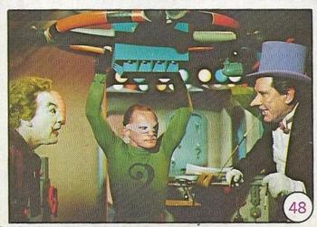1967 Scanlens Bat Laffs #48 The Joker, the Riddler and the Penguin Front