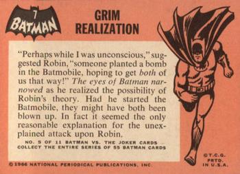 1966 Topps Batman (Black Bat Logo) #7 Grim Realization Back