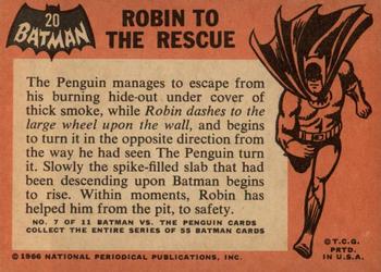 1966 Topps Batman (Black Bat Logo) #20 Robin to the Rescue Back