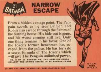 1966 Topps Batman (Black Bat Logo) #21 Narrow Escape Back