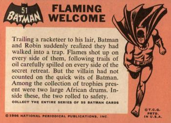 1966 Topps Batman (Black Bat Logo) #51 Flaming Welcome Back