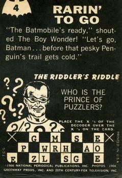 1966 Topps Batman Riddler Back #4 Rarin' to Go Back