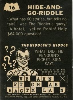 1966 Topps Batman Riddler Back #16 Hide-and-Go-Riddle Back