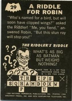 1966 Topps Batman Riddler Back #29 A Riddle for Robin Back