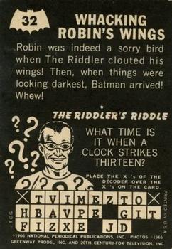 1966 Topps Batman Riddler Back #32 Whacking Robin's Wings Back