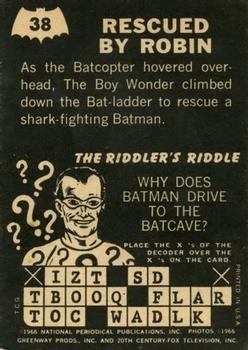 1966 Topps Batman Riddler Back #38 Rescued by Robin Back