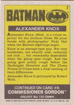 1989 Topps Batman #7 Alexander Knox Back