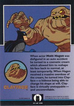 1993 Topps Batman: The Animated Series #33 Clayface Back
