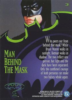 1995 Fleer Batman Forever #3 Man Behind the Mask Back