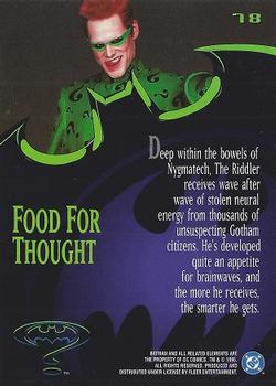 1995 Fleer Batman Forever #78 Food for Thought Back