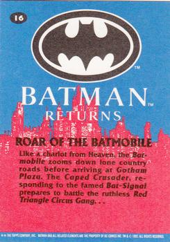 1992 Topps Batman Returns #16 Roar of the Batmobile Back