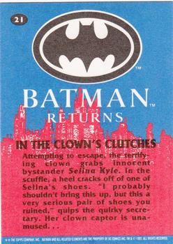 1992 Topps Batman Returns #21 In the Clown's Clutches Back
