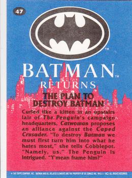 1992 Topps Batman Returns #47 The Plan to Destroy Batman Back