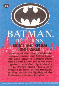 1992 Topps Batman Returns #48 Bruce and Selina Unmasked Back