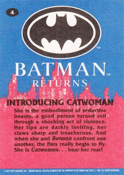 1992 Topps Batman Returns #4 Introducing Catwoman Back