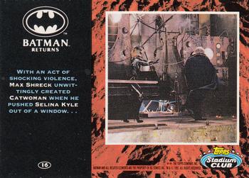 1992 Stadium Club Batman Returns #16 With an act of shocking violence, Max Shreck Back