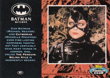 1992 Stadium Club Batman Returns #97 Can Batman (Michael Keaton) and Catwoman (Mic Back