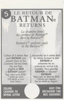 1992 Zellers Batman Returns #5 Batman's uniform vault in the Batcave! Back