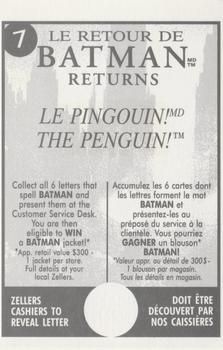 1992 Zellers Batman Returns #7 THE PENGUIN! Back