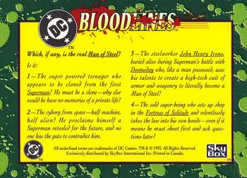 1993 SkyBox DC Comics Bloodlines - Promos #NNO Which, if any, is the real Man of Steel? Back