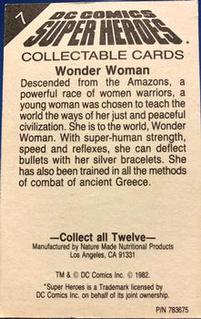 1990-92 Nature Made DC Comics Super Heroes #7 Wonder Woman Back