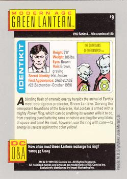 1992 Impel DC Comics Cosmic #9 Green Lantern Back