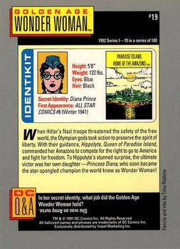 1992 Impel DC Cosmic #19 Wonder Woman Back
